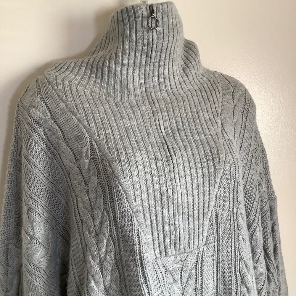 Torrid Gray Cable Knit Quarter Zip Sweater Plus Size 3 3X Funnel Neck Ribbed - Picture 5 of 16